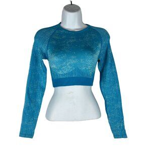 Pursue Fitness Women's Size XS Seamless Long Sleeve Crop Top - Nylon & Polyester